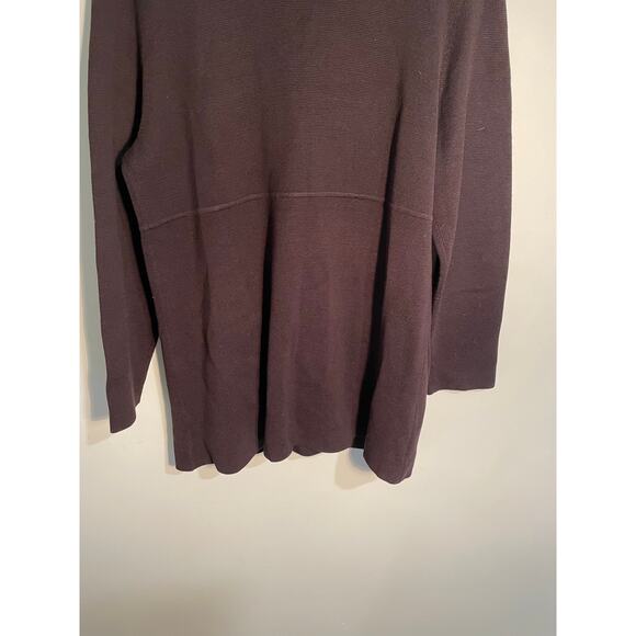 Eileen Fisher Chocolate Brown Silk and Cotton Cardigan Size Petite Large - Picture 8 of 10